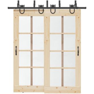 vidaXL Kit De Herrajes Para Puertas Correderas Acero Negro 200 Cm Vidaxl