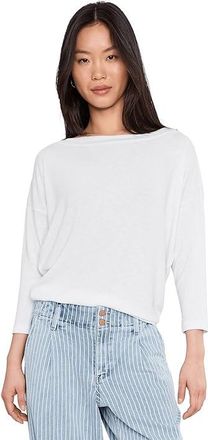 Michael Stars Clara 3/4 Sleeve On/Off Shoulder Womens Clothing White : LG (US 8-10), Polyester/Rayon/Spandex