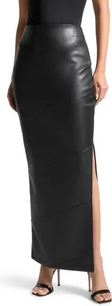 Mani&egrave;re De Voir Daisy Leather Midaxi Skirt in Black at Nordstrom, Size 4