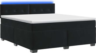 vidaXL Cama Con Base Tapizada, Colch&oacute;n Y Luz Led Negro 140 X 190 Cm Vidaxl