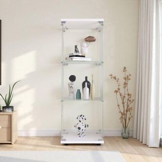 OEM Vitrina Segura - 125cm - Vidrio Templado 5mm - 3 Estantes - Marco De Metal Blanco