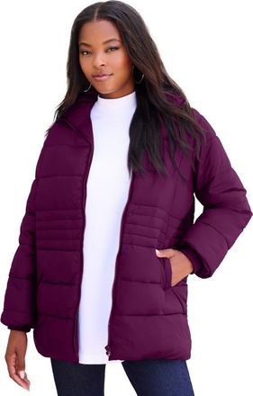 Roaman's Plus Size Lightweight Quilted Jacket in Dark Berry at Nordstrom, Size Medium