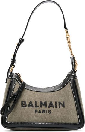 Balmain logo-print B-army shoulder bag - women - Cotton/Cotton/Calf Leather/Polyurethane - One Size - Green