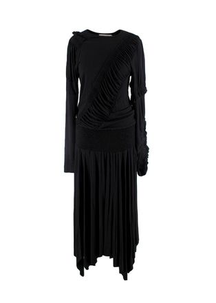 Preen Line Estela asymmetric ruched stretch-cotton jersey midi dress Size S