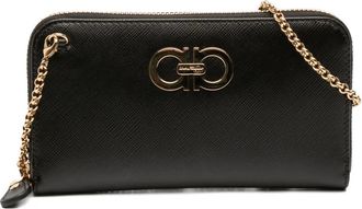 Ferragamo 2010-2025 Leather Double Gancini Wallet on Chain crossbody bag - Black
