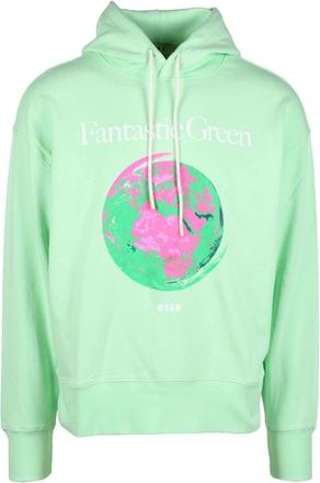 Msgm Katoenen Sweatshirt Model - Heren - Hoodies - Groen - XS - Katoen - Hoodies & sweatvesten