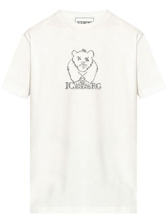 Iceberg bear embroidery T-shirt - Black