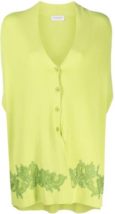 Ermanno Scervino floral lace-appliqué short-sleeve cardigan - women - Viscose/Polyamide/Cotton - 38 - Green