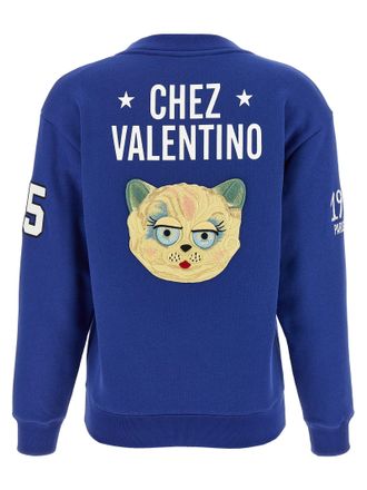 Valentino Garavani Logo-Embellished Cotton Sweatshirt - Blue