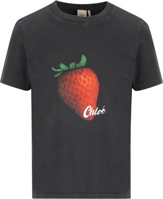 Chlo&eacute; Black Graphic Crew Neck T-Shirt