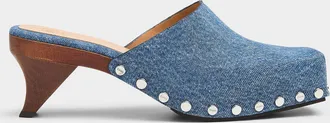 Ganni Womens June denim rivet clog Women