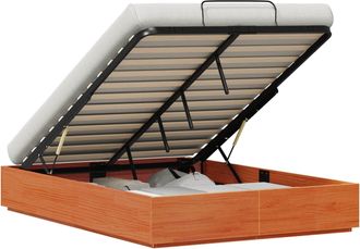 vidaXL Estructura De Cama Ottoman Con Almacenamiento Marr&oacute;n Cera Vidaxl