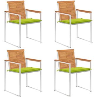 vidaXL Sillas De Jard&iacute;n Y Cojines 4 Unidades Madera Maciza De Acacia Vidaxl
