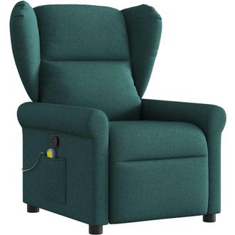 vidaXL Sill&oacute;n De Masaje Reclinable De Tela Verde Oscuro Vidaxl