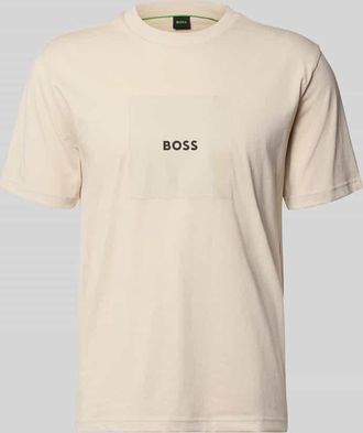 HUGO BOSS Regular Fit T-Shirt mit Logo Print in Beige, Gr&ouml;&szlig;e XXXL