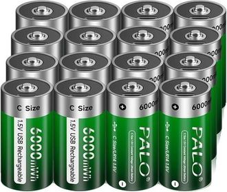 OEM Bater&iacute;a Recargable, Capacidad De 6000 Mwh, Tiempo De Carga R&aacute;pido, 16 Unidades, Tama&ntilde;o C