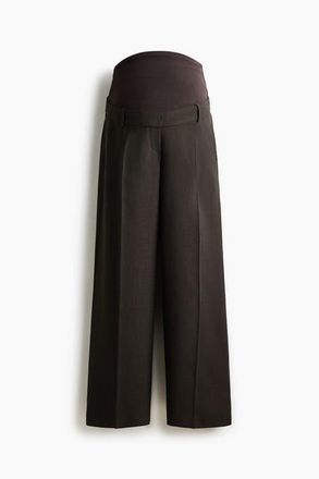 H&M Mama Wide Tailored Trousers in Dark Brown at Nordstrom, Size Xx-Large