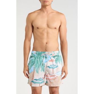 Vintage Summer Swimwear Ponji Printed Volley Swim Shorts in Tan at Nordstrom Rack, Size Xx-Large