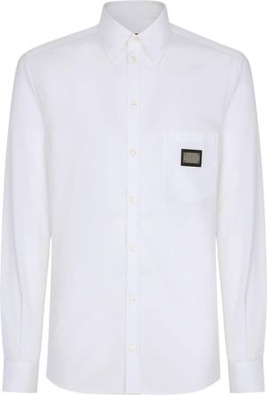 Dolce & Gabbana Martini-fit logo-tag cotton shirt - men - Cotton - 42 - White