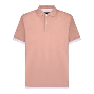 7 For All Mankind Polo Shirts, male, Pink, Size: XL Double Layer Polo