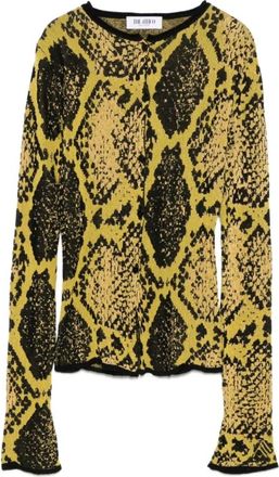 The Attico Truien & Vesten, Dames, Veelkleurig, M, Katoen, Python Jacquard Cardigan