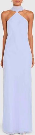 Amanda Uprichard Ashton Halter Neck Chiffon Gown in Arctic at Nordstrom, Size X-Large