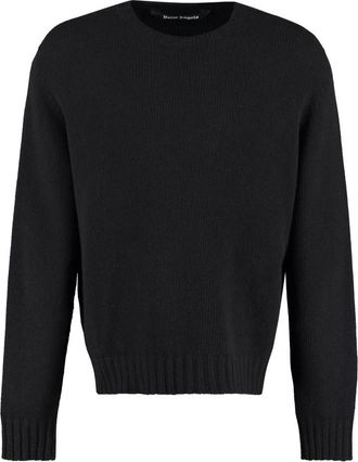 Palm Angels Wollen Trui met Logo Intarsia - Heren - Ronde hals truien - Zwart - 2XL - Wol - Truien & Vesten