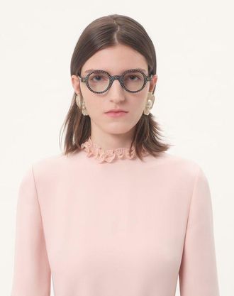 Valentino Occhiale Bizzare Circle Con Cristalli In Acetato unisex NERO/CRYSTAL 43