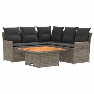 vidaXL Juegos De Muebles 4 Uds. Gris Y Gris Oscuro Rat&aacute;n Sint&eacute;tico Vidaxl