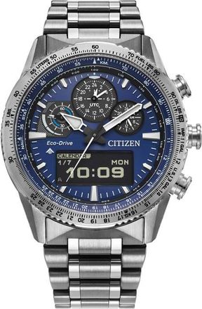 Citizen Promaster Skyhawk Eco-Drive Chronograph Bracelet Watch, 43mm in Silver-Tone/blue at Nordstrom