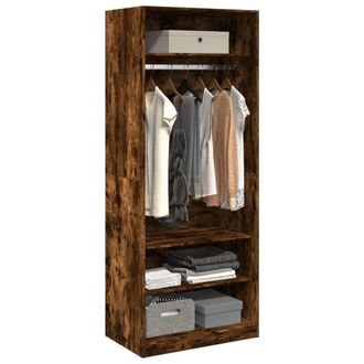 Berkfield Home Wardrobe Smoked Oak 80x50x200 cm Engineered Wood in Brown | Size: 80 x 50 x 200 cm