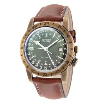 Glycine Airman Vintage The Chief GMT Automatic Green Dial Mens Watch GL0307