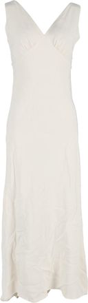 Rixo V-Neck Sleeveless Maxi Dress in White Linen