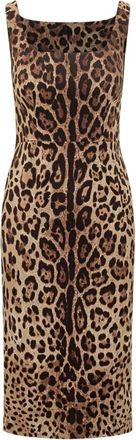 Dolce & Gabbana Mouwloze Midi Jurk - Dames - Casual kleedjes - Bruin - XS - Kleedjes