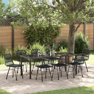 vidaXL Conjunto De Comedor De Jard&iacute;n 9 Pcs Negro Vidaxl