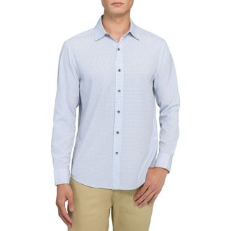 W.R.K Slim Fit Light Green Grid Check Performance Button-Up Shirt at Nordstrom, Size Xx-Large