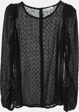 Maje Black Embroidered Crepe Top