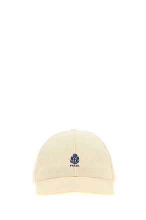 Prada Beige Cream Cotton Textured Baseball Cap