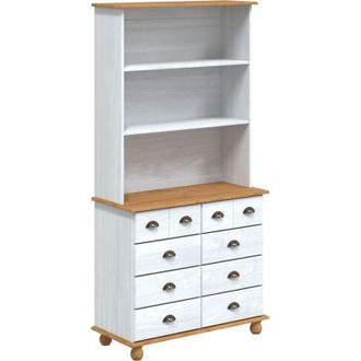vidaXL Vidaxl - Hutch with Drawer White 91 x 40 x 184 cm Solid Pine wood