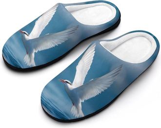 Generic Arctic Tern Diving Funny Mens Cotton Slippers Soft Non-Slip Rubber Sole House Slipper Indoor Outdoor