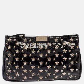 Jimmy Choo London Black Patent Leather Star Studded Clutch