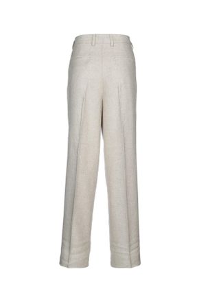 Toteme Womens Double-Pleat Straight Trousers Desert Pantaloni