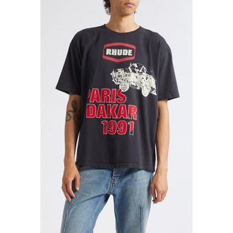 Rhude AWD Patch Appliqu&eacute; Graphic T-Shirt in Vintage Black/white/red at Nordstrom, Size Xx-Large