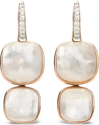 POMELLATO 18K rose gold diamond mother-of-pearl earrings - women - White Topaz/Diamond/Pearl/18kt Rose Gold - One Size