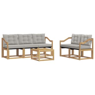 vidaXL Conjunto De Sof&aacute;s De Exterior 6 Pcs Blanco Y Gris Claro Vidaxl