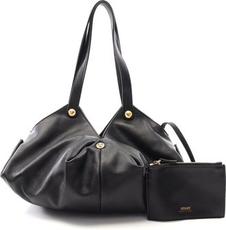 Versace Protea Leather Shoulder Bag Black