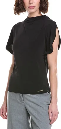 Halston Heritage Mock Neck Butterfly Sleeve Top