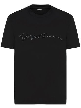 Giorgio Armani Black Slim Fit Script Logo T-Shirt