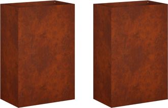 vidaXL Macetero De Jard&iacute;n 2 Uds. Oxidado 40 X 30 X 75 Cm Acero Oxidado Vidaxl