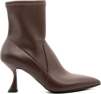 Sergio Levantesi Puntige Enkellaars - Dames - Laarzen met Hak - Bruin - 38 EU - Leer - Schoenen